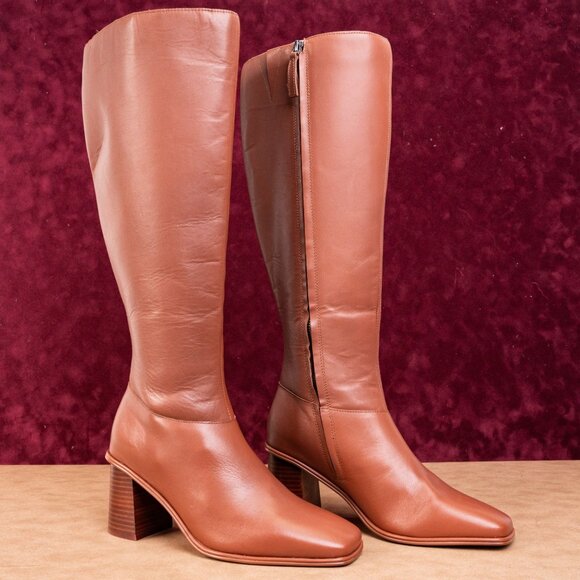 Seychelles Women Vara Brown Leather Riding Square Toe Fashion Tall Boots sz 8 - Picture 1 of 11
